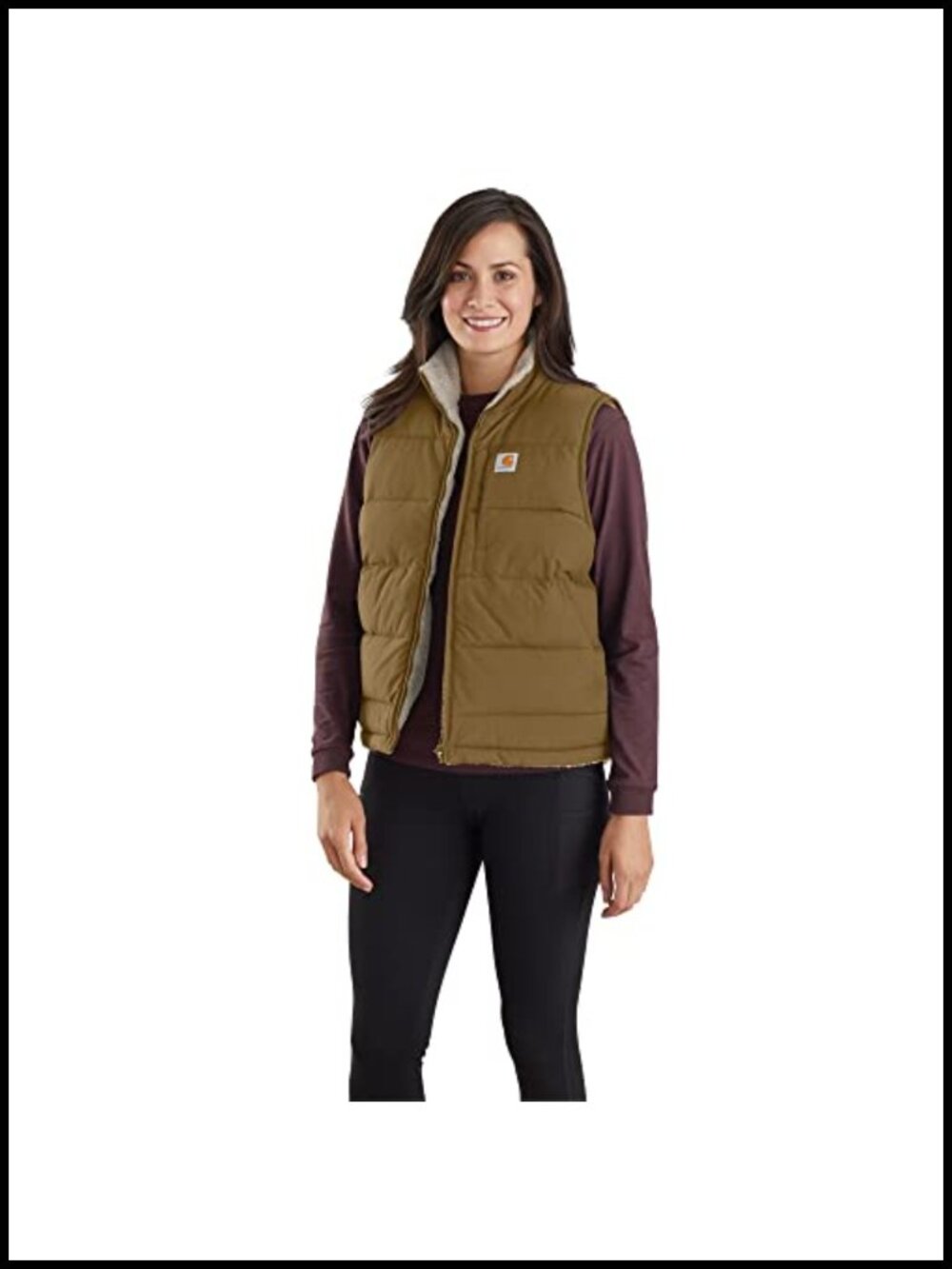 Reversible Relaxed Fit Insulated Nylon Vest Sherpa Lined Sleeveless